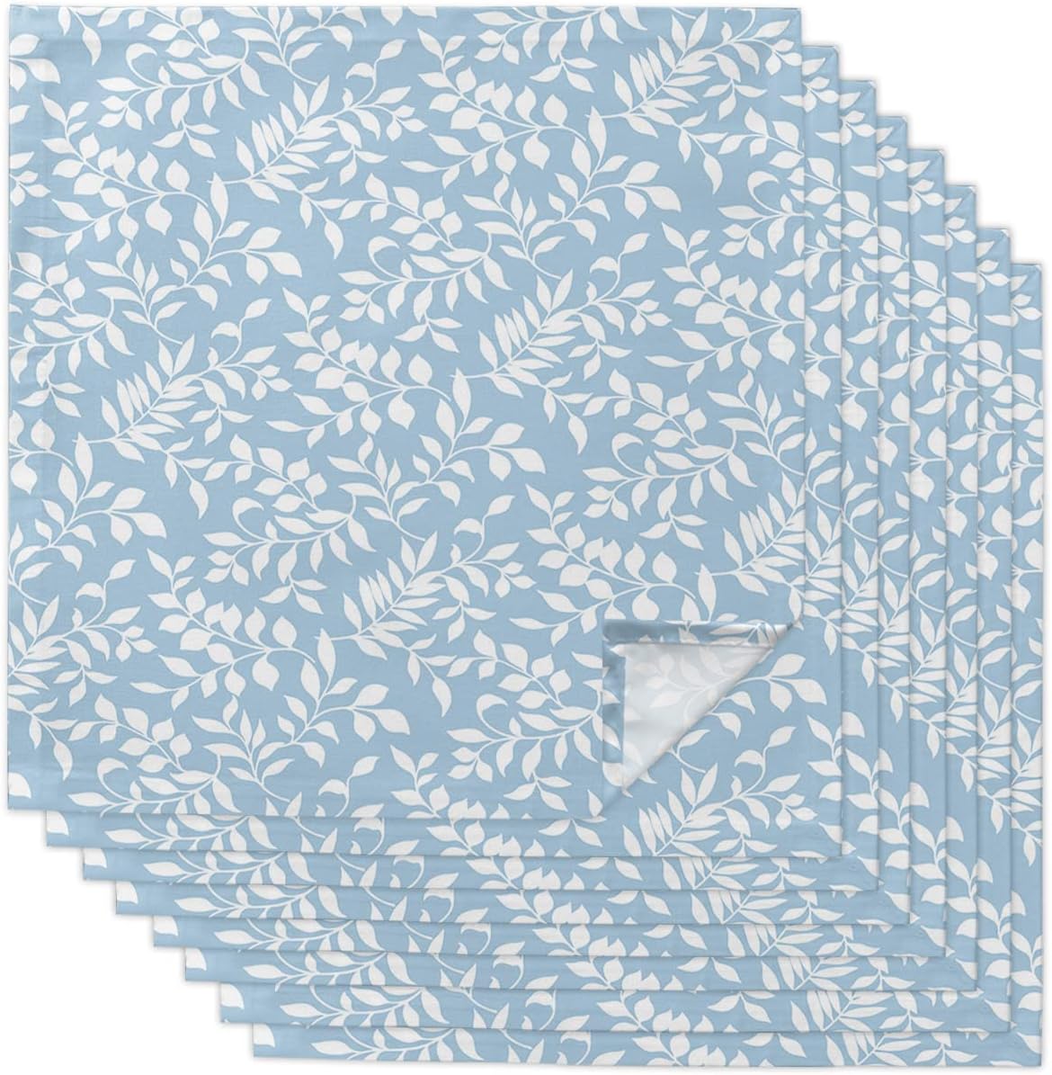 Blue Floral Cloth Napkins Set of 8 Washable Dinner Napkins Reusable Table Napkins