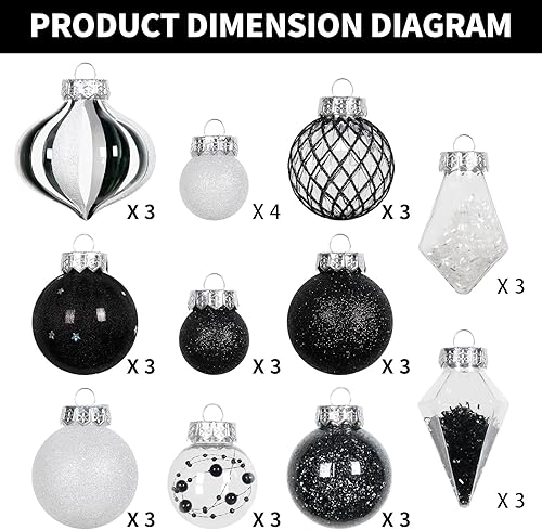 Miniatura 3 de Juego de Adornos de Bolas de Navidad, 34 piezas de adornos de Navidad de plástico transparente irrompibles para decoración colgante del árbol de
