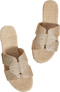 Women's Cut Out Flat Sandals Open Toe Summer Sandals Slip On Slides