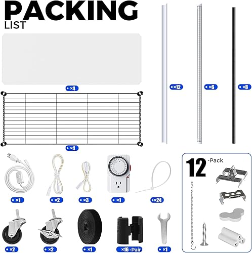 Miniatura 8 de Barrina CX5 Soporte para plantas con luces de cultivo para plantas de interior, estante de plantas de 4 niveles con T8 3 pies 30 W (por luz) luz
