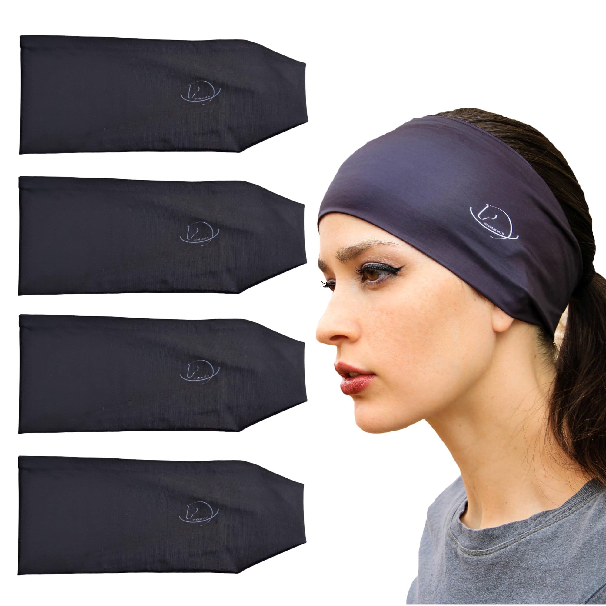 myMareCo Equestrian Headbands for Women, Under Riding Helmet Bands, Sportswear Wide Hair Wrap Suitable for Use with Bike Helmets, Yoga & Hiking-image-3