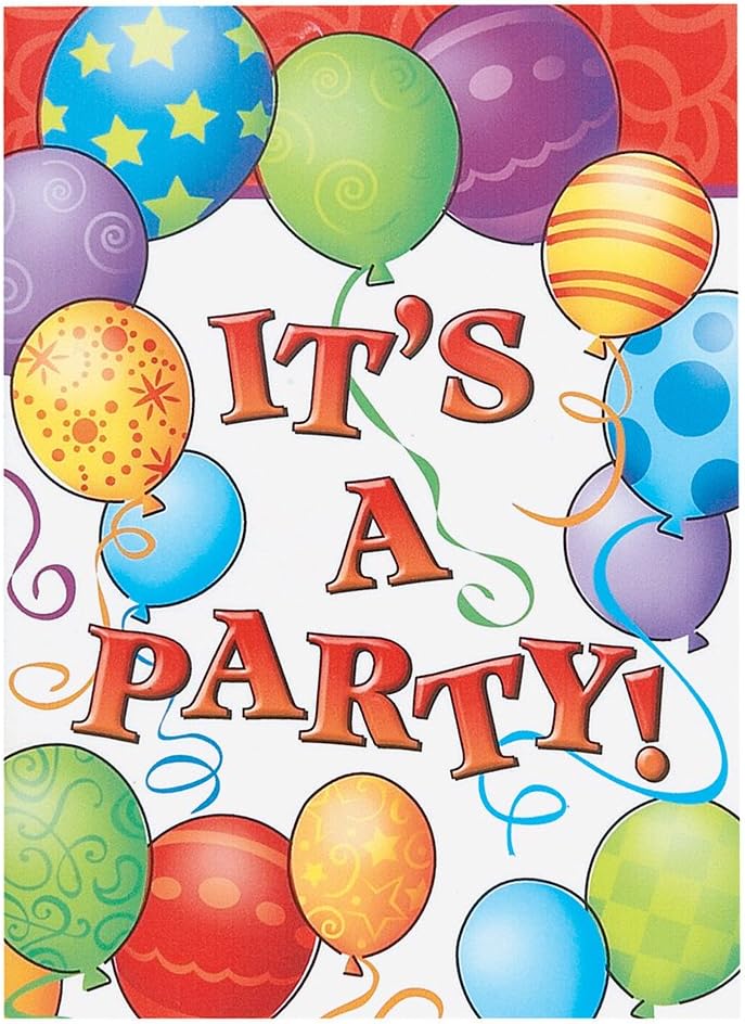Unique Party 23614 - Birthday Balloons Party Invitations, Pack of 8