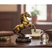 eSplanade Brass Standing Horse Rearing Showpiece Centerpiece Figurine Sculpture - Decorative Item - Home Decor - Golden - 4.5 Inch