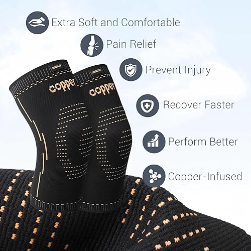 Miniatura 6 de Rodilleras de cobre para hombres y mujeres, rodilleras de compresión para aliviar el dolor, artritis, deportes y recuperación