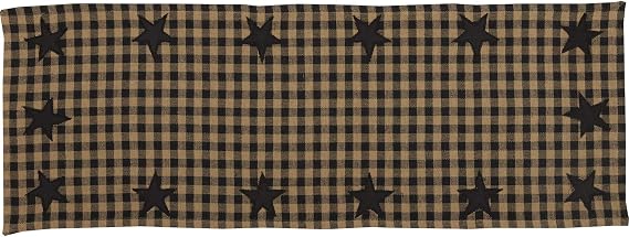 VHC Brands, Black Star, Cotton, 13x36, Woven Quilted Runner, Black