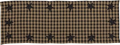 VHC Brands Black Star Runner Woven 13x36 Country Rustic Kitchen Tabletop Design, Raven Black and Tan