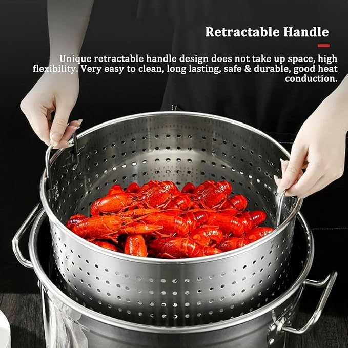 Olla de acero inoxidable con canasta coladora y tapa 45x45 cm miniatura 4