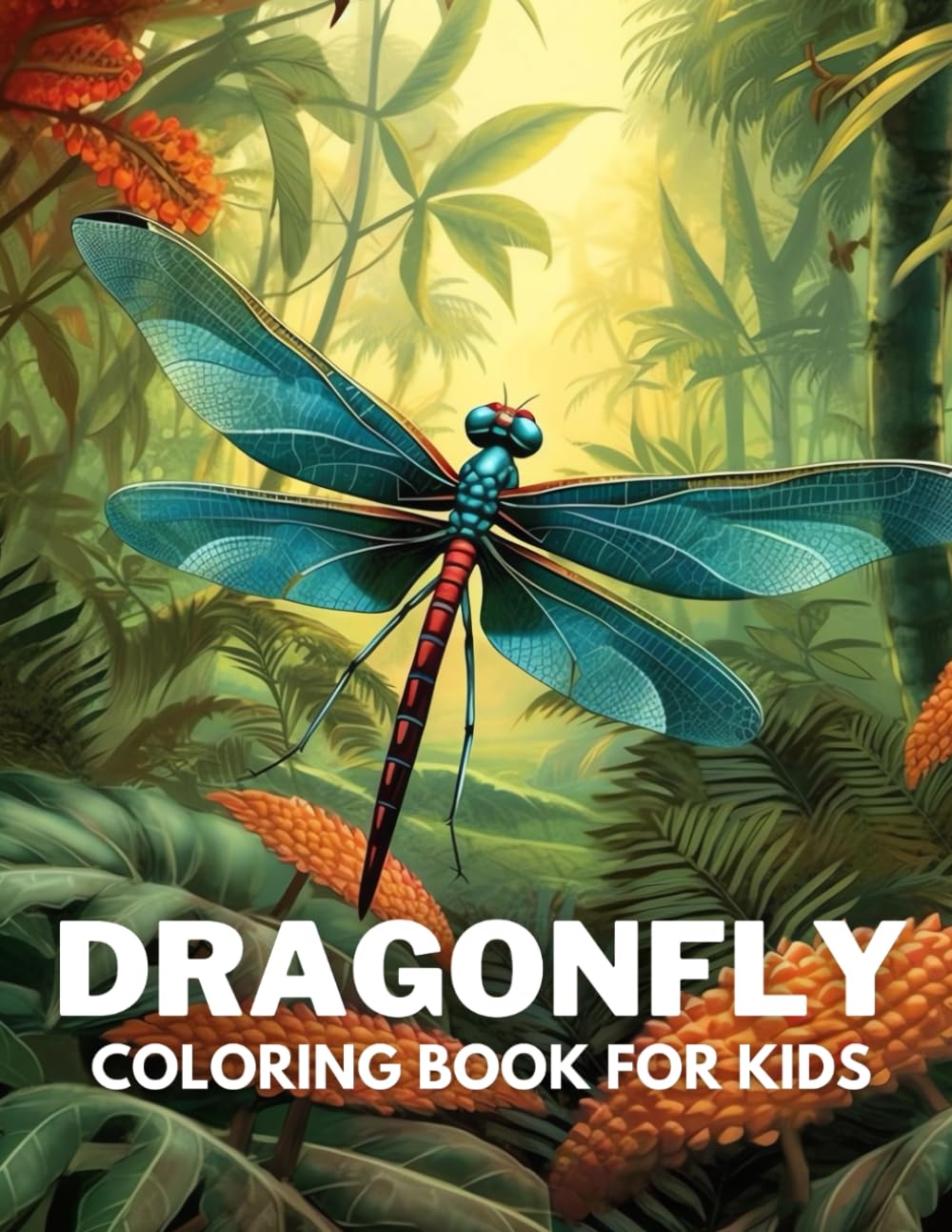Dragonfly Coloring Book For Kids: Magical Wonderful Dragonflies with Gorgeous Flowers, a Stress Relieving and Relaxing Coloring Book for Kids, Boys, and Girls Who Love Dragonflies.