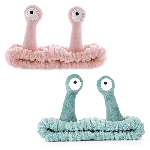 2 diademas de lavado facial con palmera y caracol, bandas para el cabello de spa, diademas de maquillaje para mujeres, de dibujos animados, de forro