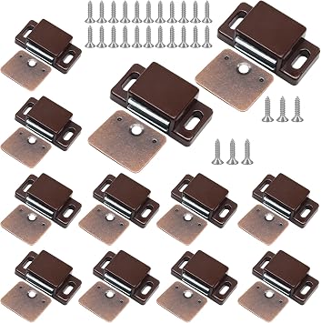 24Pcs Cabinet Door Magnets Catch Magnetic Door Catch, Magnetic Shutter Hardware Drawer Magnet Latch Cabinet Magnets for Closure Cupboard Closet BathroomBrown
