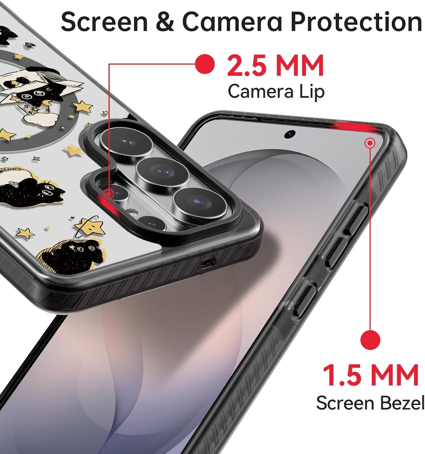 Bouvardia for Samsung Galaxy S26 Ultra Case, Compatible with Magsafe, Cute Design for Women & Girls, Protective & Aesthetic, Cats & Stars