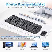 HUO JI Vezeték Nélküli Billentyűzet és Egér Szett Windows Mac Számítógéphez, QWERTY Kiosztás, 2.4G Ergonomikus Teljes Méret, Csendes Fekete 5