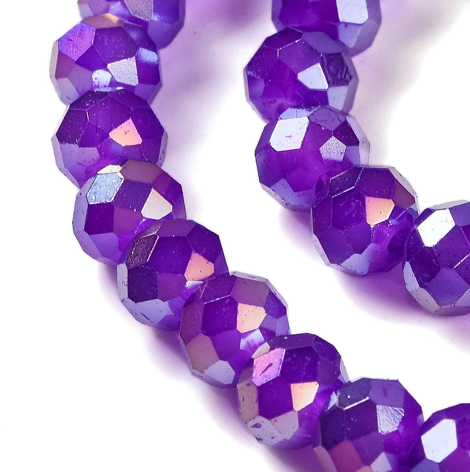Elecrelive 20 Strands 8mm Glass Faceted Beads Rondelle Glass Loose Beads Blue Violet Rainbow Crystal Bulk for DIY Bracelet Necklace Earring Keychain Supplies