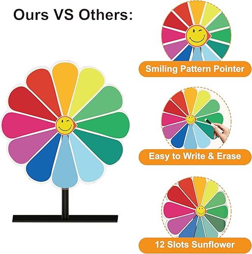 Miniatura 10 de Rueda de premio de color de 12 pulgadas, juego de la fortuna de 12 ranuras, actividades de vacaciones, fiesta, aula o educación en el hogar, patrón