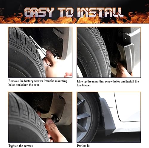 Miniatura 7 de Xotic Tech - Juego completo de 4 protectores contra salpicaduras para guardabarros delanteros y traseros, con accesorios de hardware, compatible con