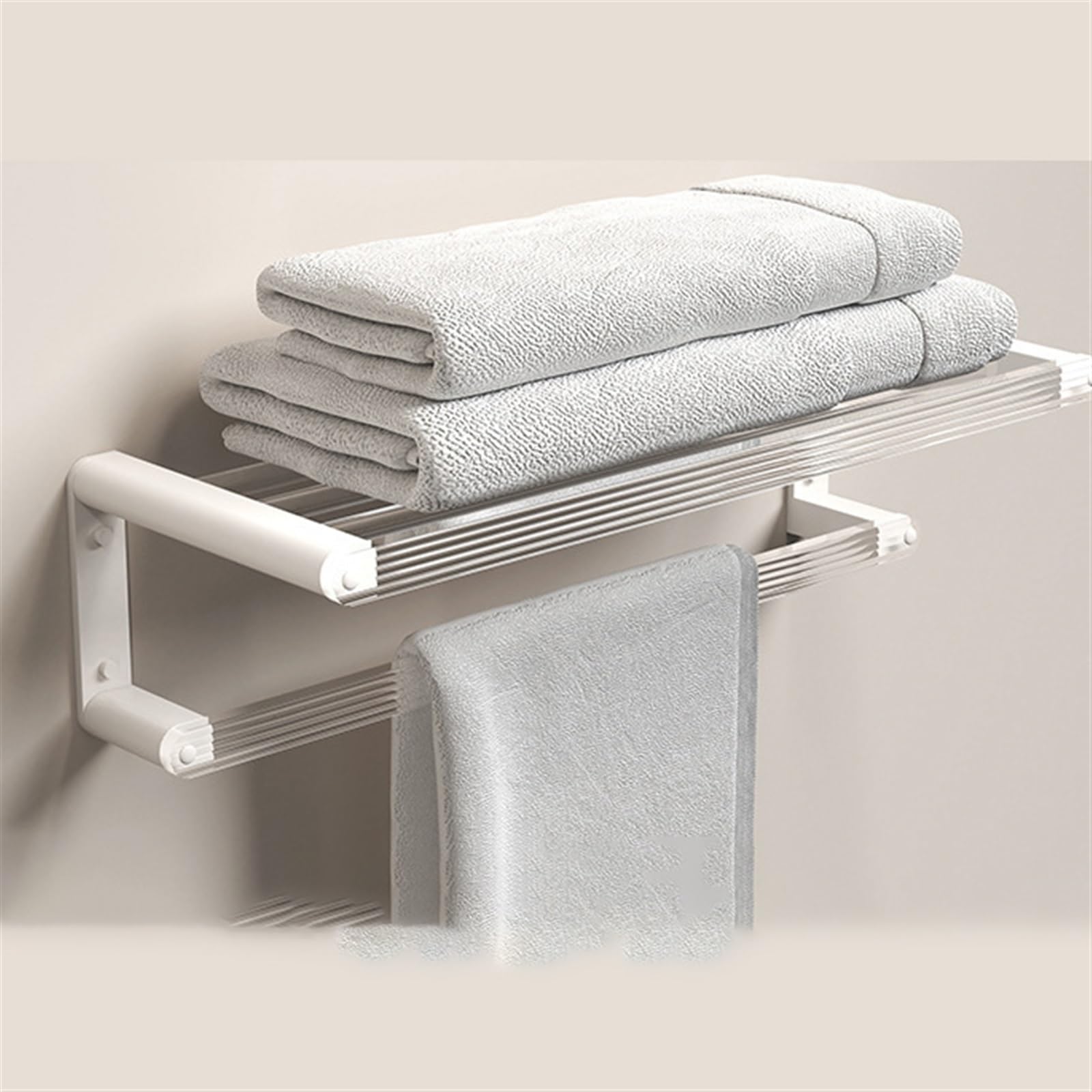 Mensole Galleggiin Acrilico, Mensole Sospese a Parete con Portasciugamani, Mensole Decorative per Bagno e Cucina