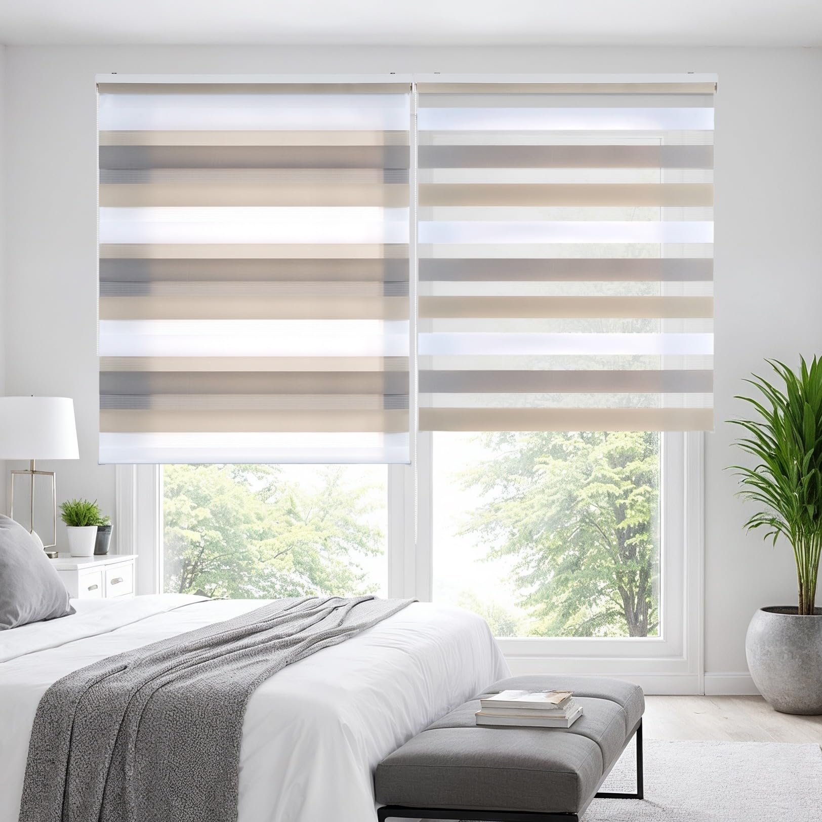 Estores Noche y Día de Calidad con Doble Tejido Elegantes para Ventanas de Interior y Puertas. Elige la privacidad y el Paso de la luz STORESDECO Tricolor 140 x 180 cm (Ancho x Largo)