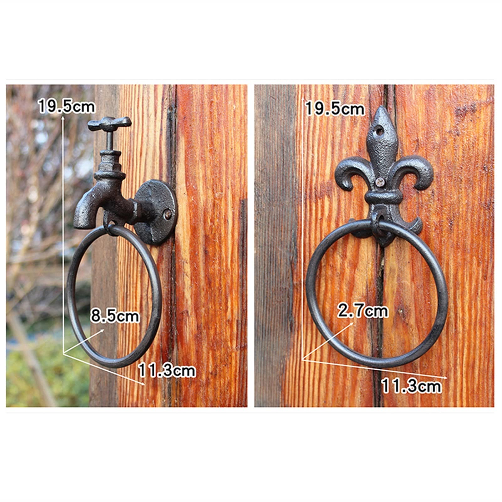 Żeliwny wieszak na ręczniki montowany na ścianie w stylu wiejskim dom wiejski/dekoracja drzwi domu metalowe wieszaki/432(Fleur De Lis)