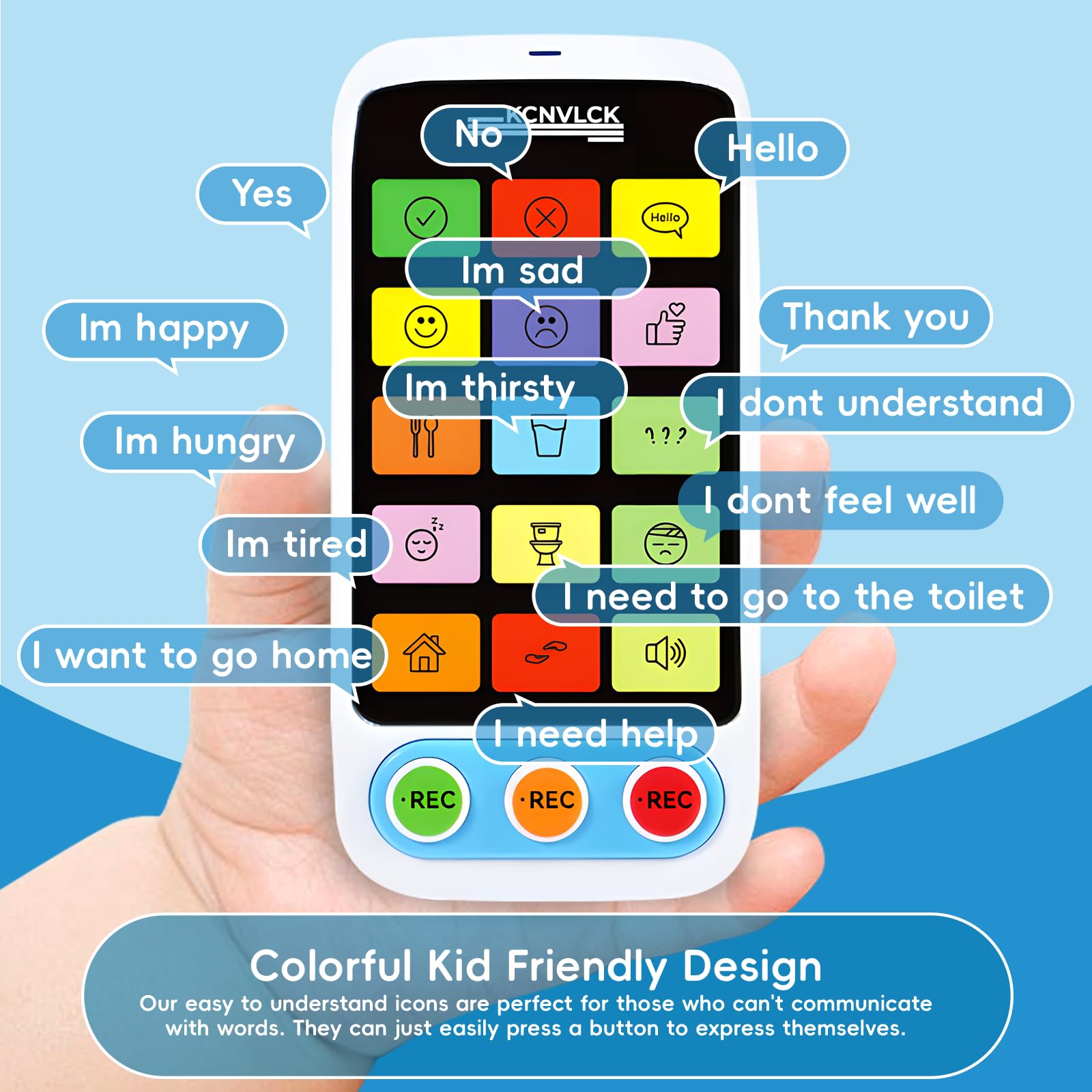 Appareil AAC pour l'autisme – Outils de communication non verbale avec boutons tactiles, aide orthophonique à besoins spéciaux pour enfants et adultes, volume programmable à 5 niveaux