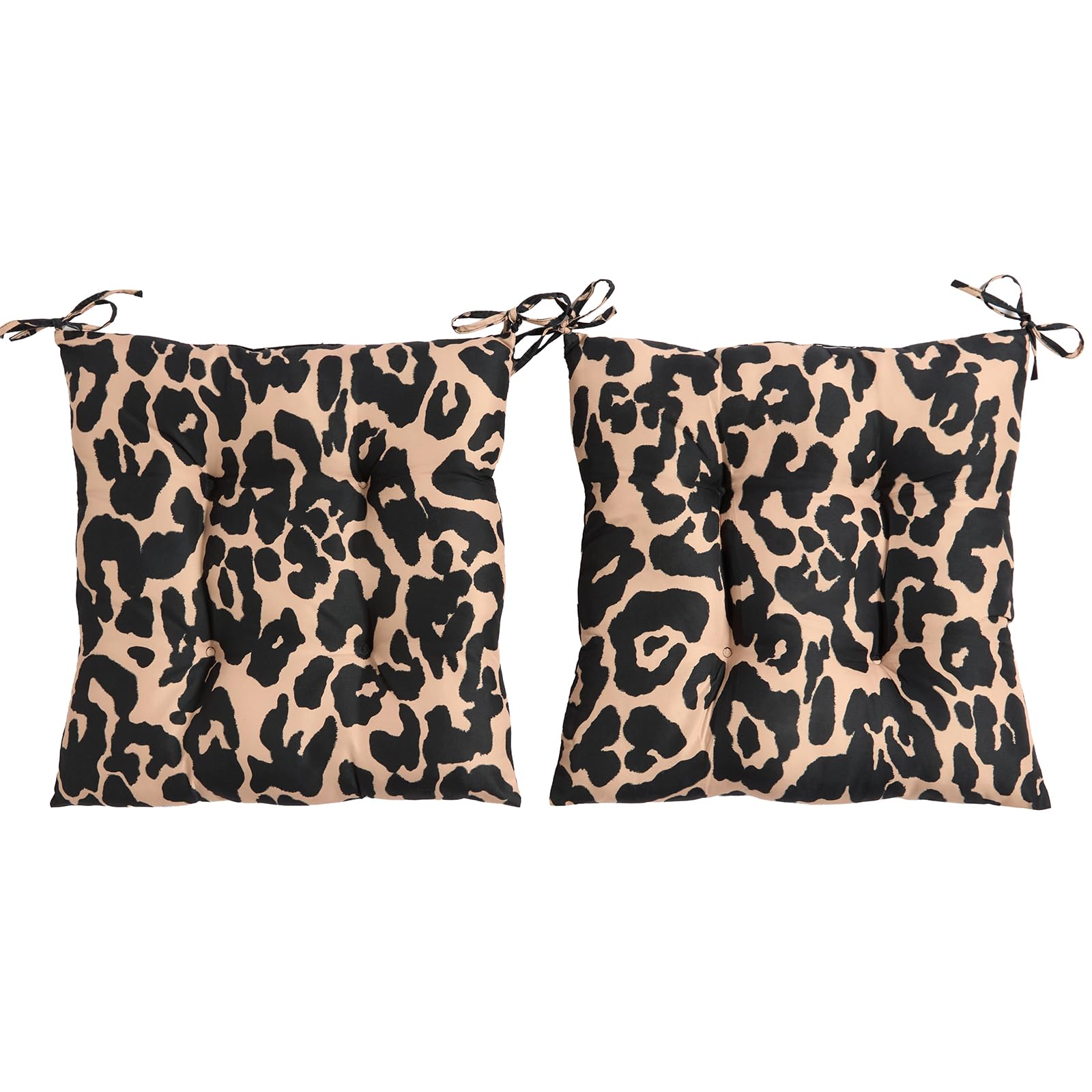 Ohs Leopard Print 2 Pack Seat Pads For Dining Chairs, Chair Cushions Soft Comfy Outdoor Cushions With Ties For Garden Furniture Bistro Chairs Kitchen Dining Chair Seat Pads, - 40 X 40Cm