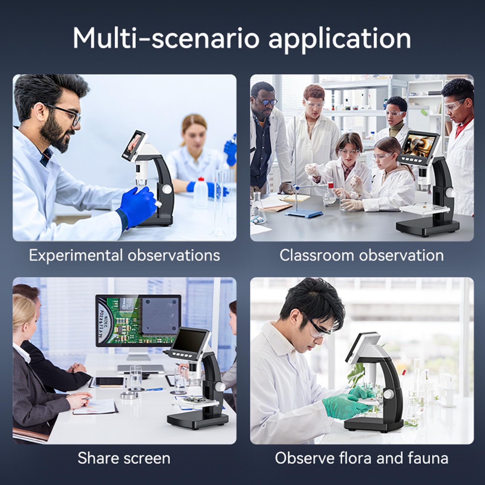 Luocute Microscopio Digitale per Adulti, Schermo IPS da 4,3 Pollici