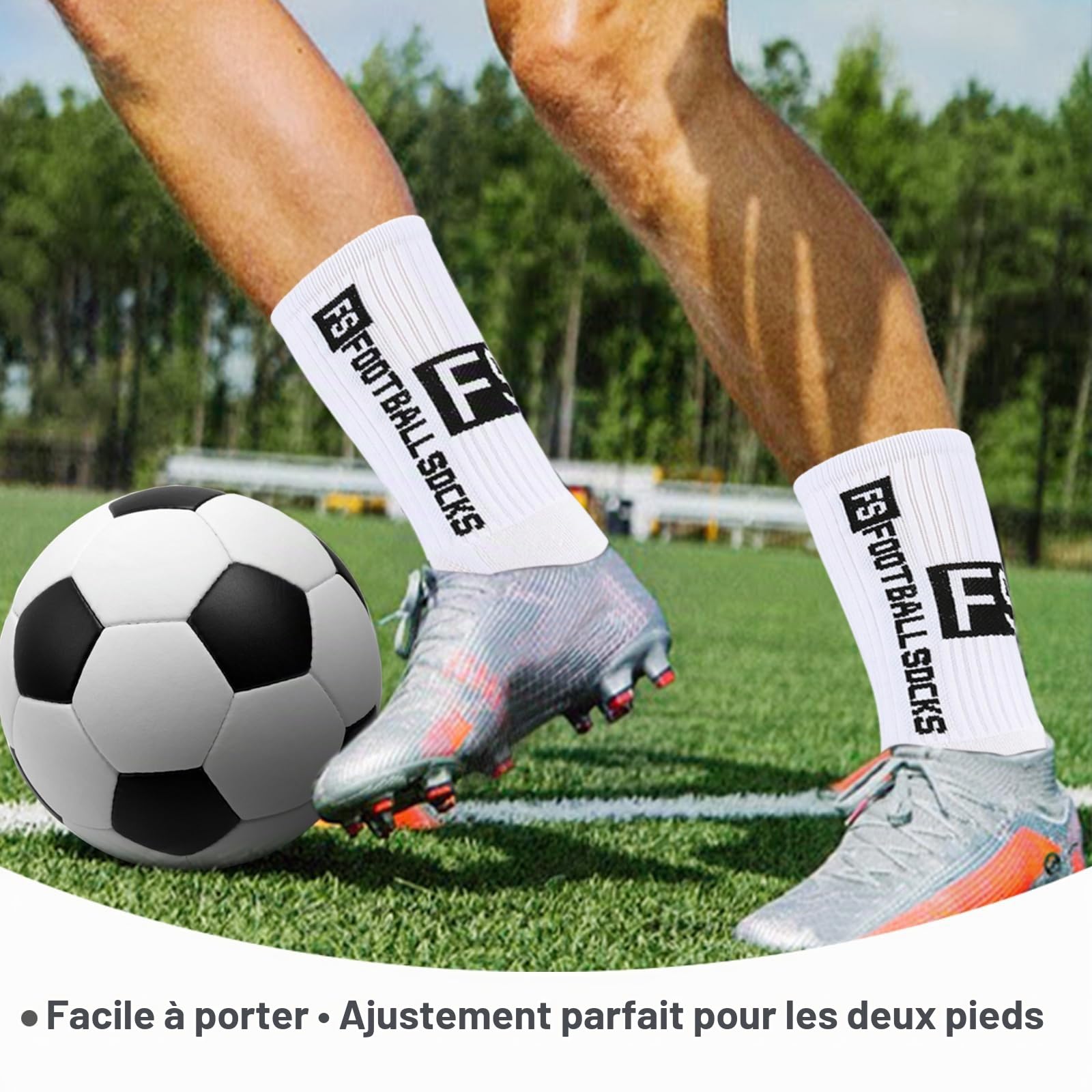 Chaussettes de sport de football antidérapantes, Chaussettes de Football Respirant, chaussette foot