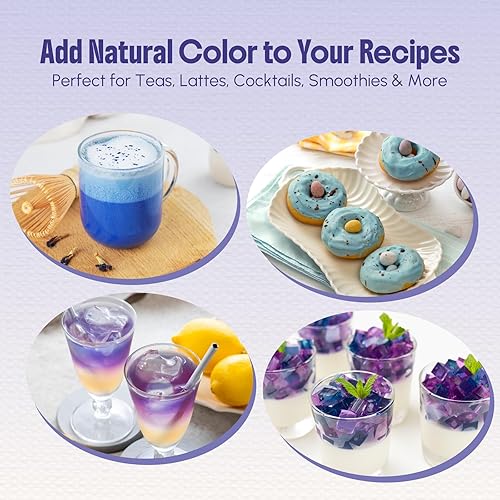 Miniatura 7 de CCnature Té de flor de guisante de mariposa de 4 onzas, té azul, para bebidas azules y moradas y colorantes alimentarios, rico en antioxidantes,