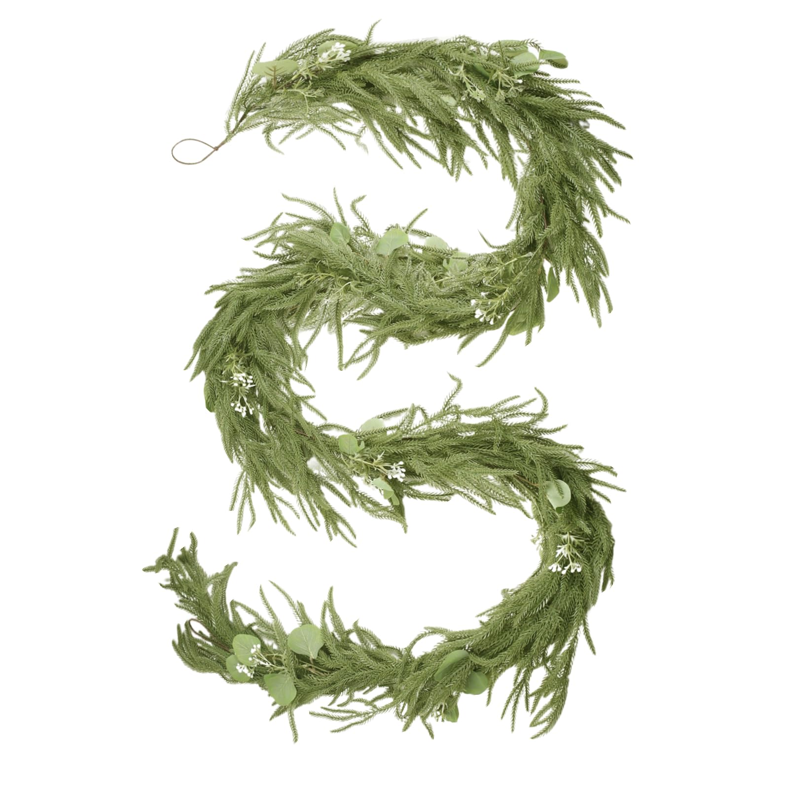 9FT Weihnachtsgirlande,PE Realistische Norfolk Girlande Für Mantel | Künstlicher Tannengirlande mit Tannenzapfen,Roten Beeren,Deko Für Weihnachten, Mantel,Treppen, Tisch, Innen & Außen