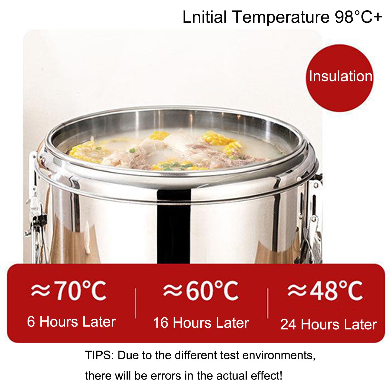 Edelstahl Thermotransportbehälter, Thermo Heissgetränkespender, Warmhalte Thermo Behälter, Thermo-Behälter für 24 Stunden Hitzeerhaltung, für Kaffee, Tee oder Glühwein,23.5 * 29CM/10L