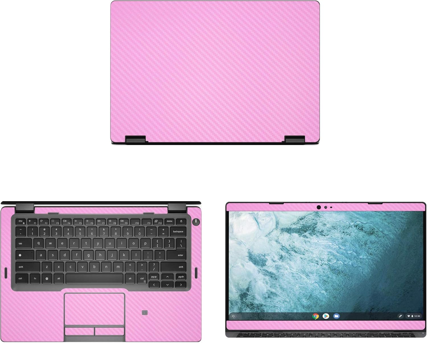 Decalrus - Protective Decal for Dell Latitude 5300 2-in-1 Chromebook Enterprise (13.3" Screen) Laptop Pink Carbon Fiber Skin case Cover wrap CFdellChrmbk2in1_5300Pink