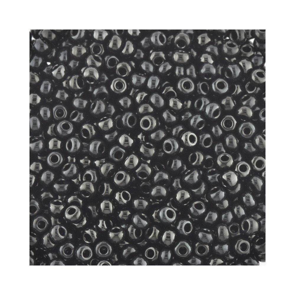 Size 8 Seed Beads Opaque Black Qty 10 Grams