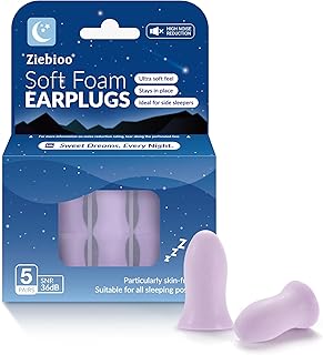 𝐓𝐎𝐏 𝟐𝟎𝟐𝟒 Ziebioo Super Soft Foam Ear Plugs for Sleep, Ergonomic Design, 36dB SNR Noise Cancelling Hypoallergenic Earplugs for Snoring Blocking, Flying, Studying, Work