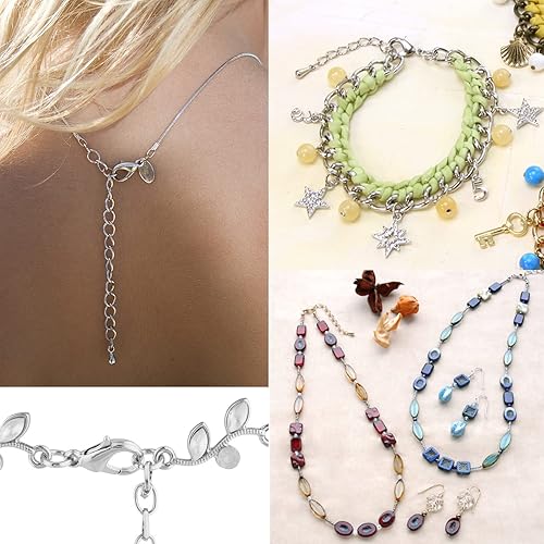 Miniatura 5 de Juego de 580 piezas de accesorios para fabricación de joyas, incluye 250 conectores de anillo de salto abiertos, 250 tapas de extremo de cable