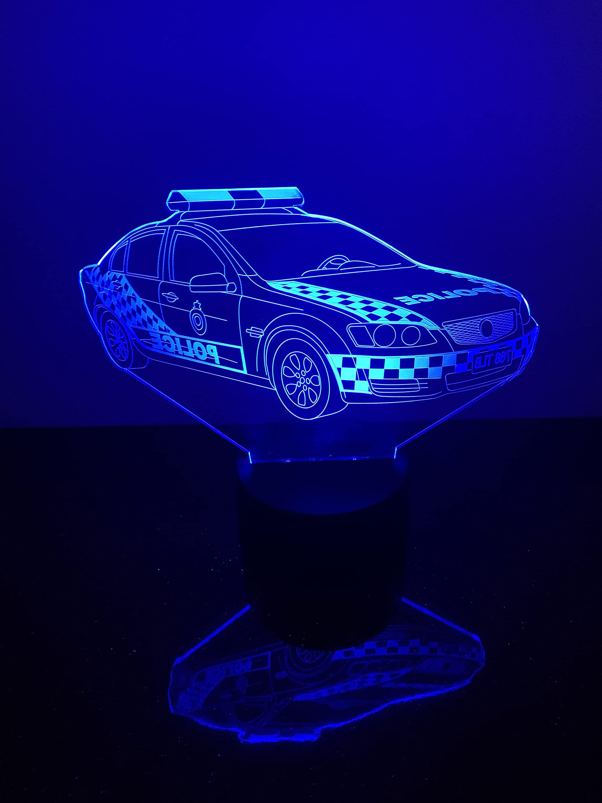 3D Polizei Auto LED Nachttischlampe – 7 Farbwechsel, Touch-Bedienung, USB-Betrieb, Optische Illusion, Für Kinderzimmer & Deko