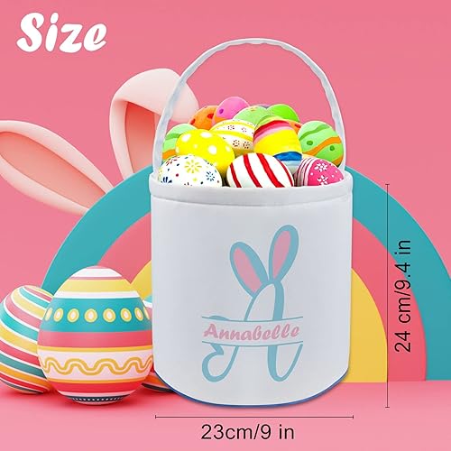 Miniatura 4 de Cesta de Pascua personalizada con nombre para niños, lona personalizada, bolsa de regalo para bebés, niños y niñas