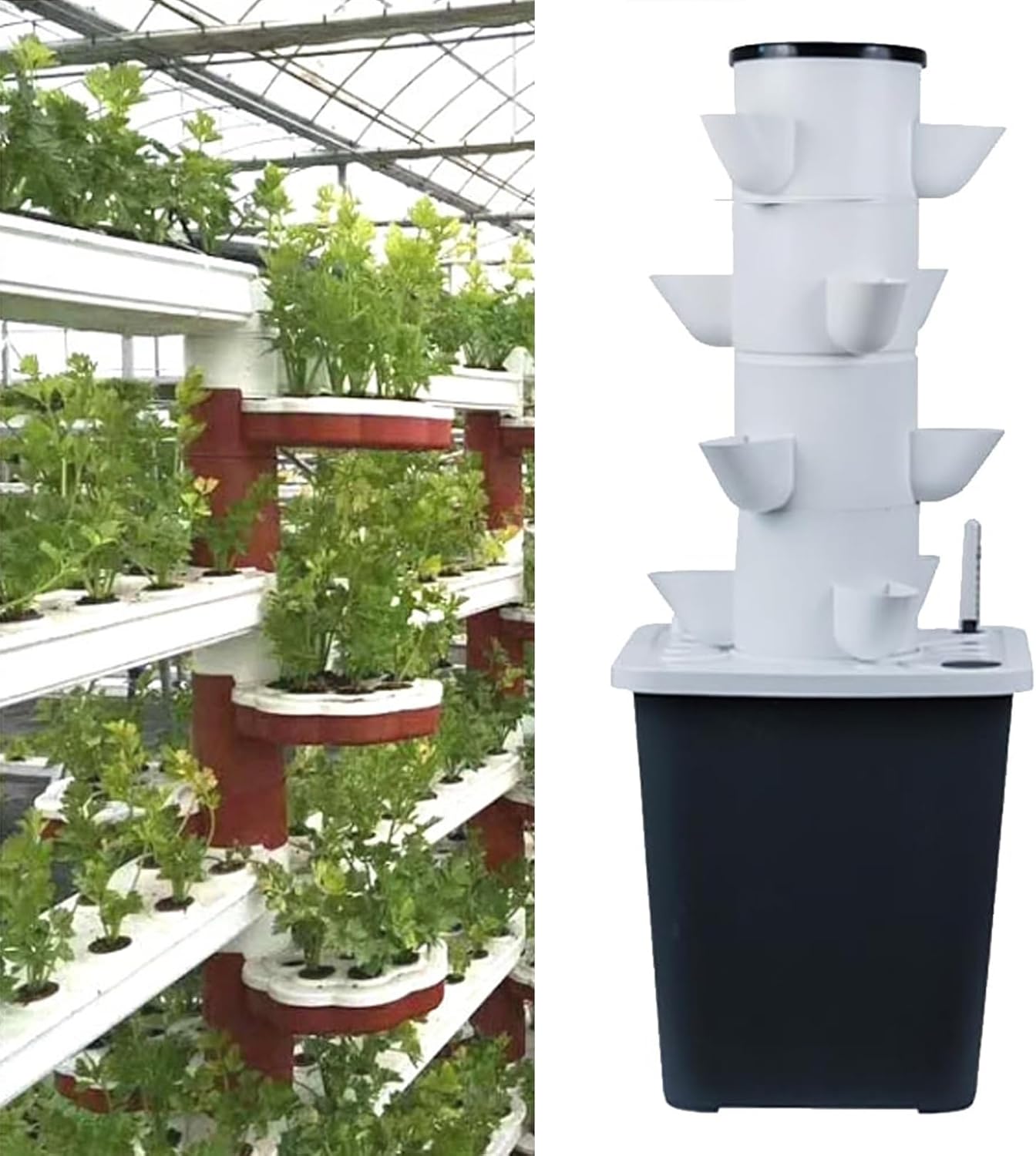 Hydroponics Tower Garden Hydroponic Growing System Aeroponics Growing Kit for Herbs, Fruits and Vegetables Adapter, Net Pots, Timer for Herbs, Fruits and Vegetables (Color : 20holes)