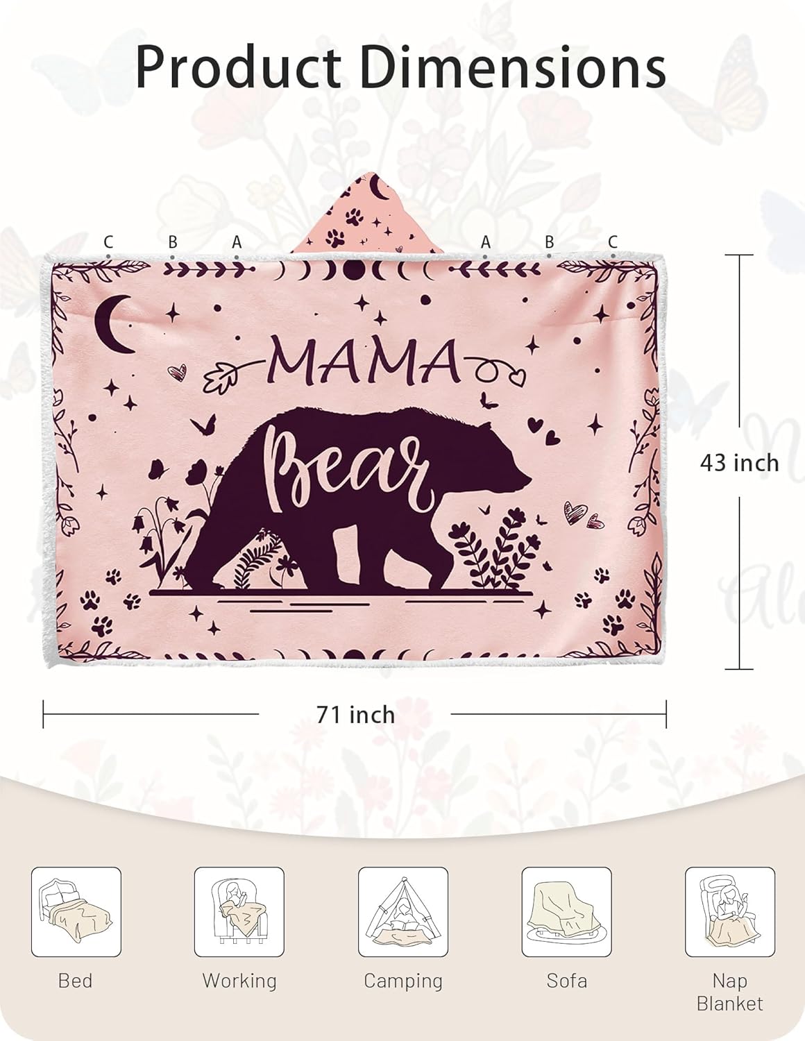 Mama Bear Gifts for Mom, Gifts for Mom, Mother Blanket Hoodies from Daughter Son, Moms, Birthday Gifts for Mother in Law, Soft Flannel Wearable Blanket for New Mama on Mother's Day - Image 3