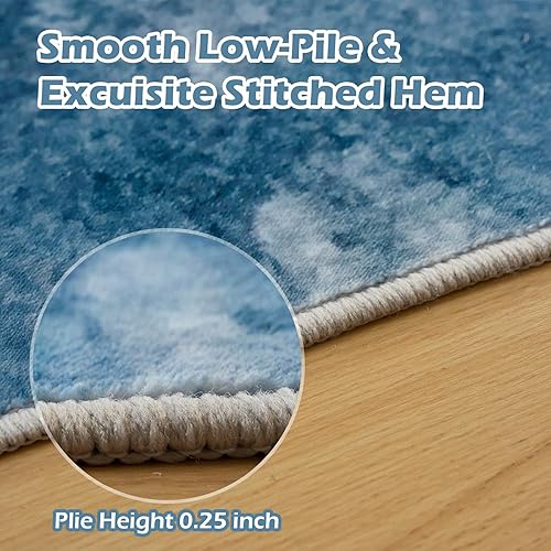 Miniatura 5 de OIGAE Alfombra lavable a máquina de 8 x 10 pies, ultrafina y plegable, moderna, resistente a las manchas, antideslizante, para sala de estar,