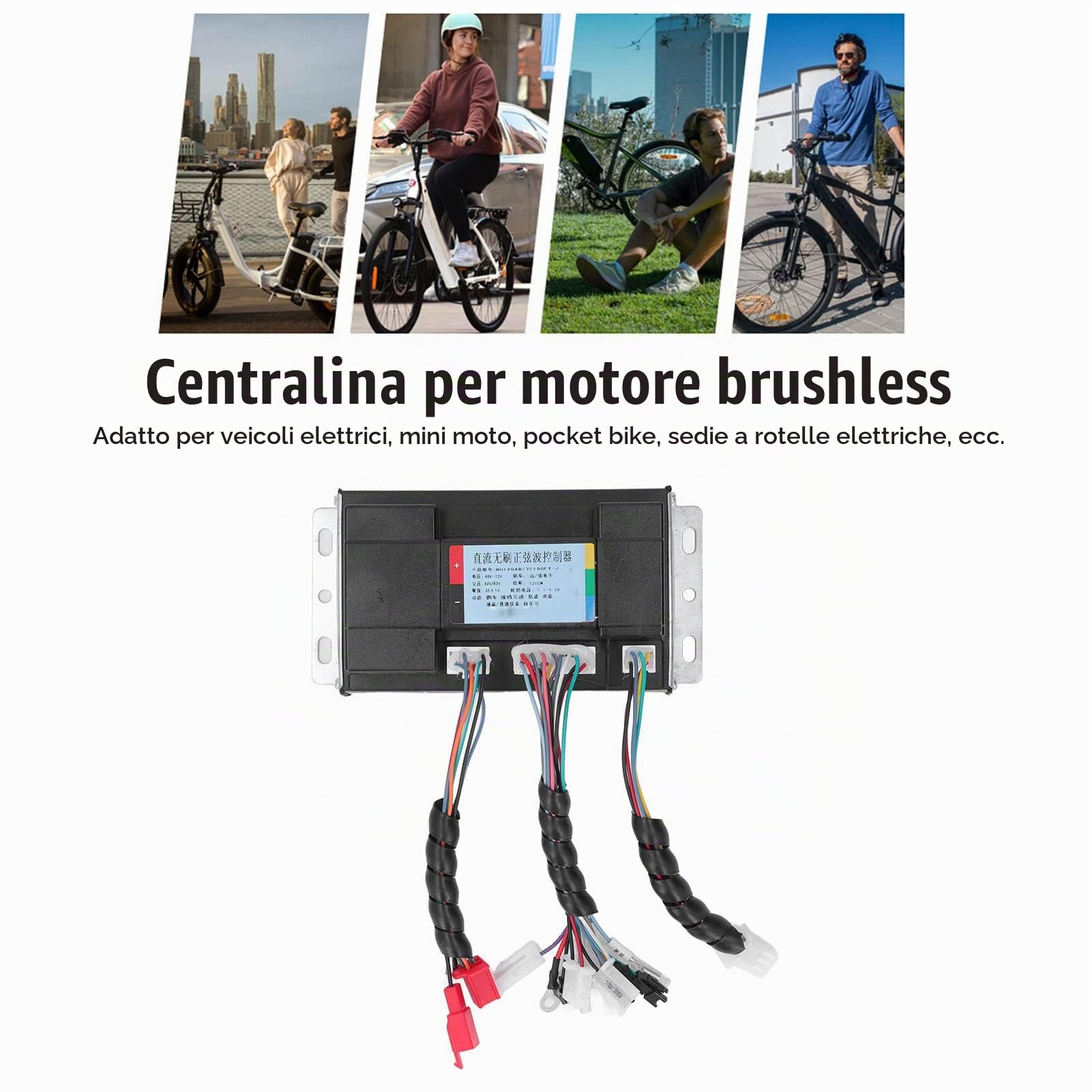Regolatore senza spazzole, 1200W 48V a 72V sinusoidale regolatore di velocità circuito interno protezione motore senza spazzole per bicicletta elettrica sedia a rotelle