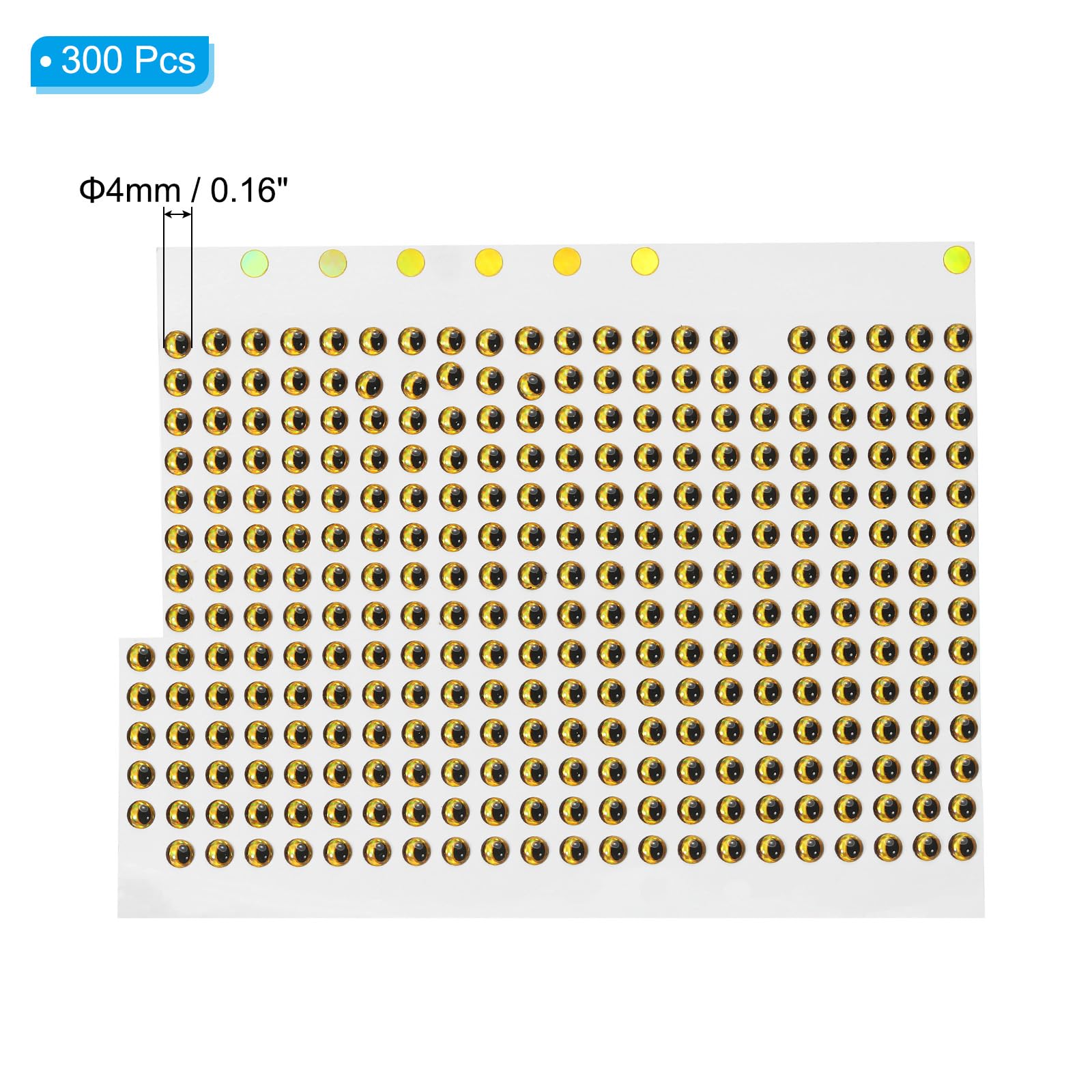 PATIKIL 300Pcs 4mm Fishing Lure Eyes Fly Tying Crafts for Fishing Baits DIY Gold - Image 2