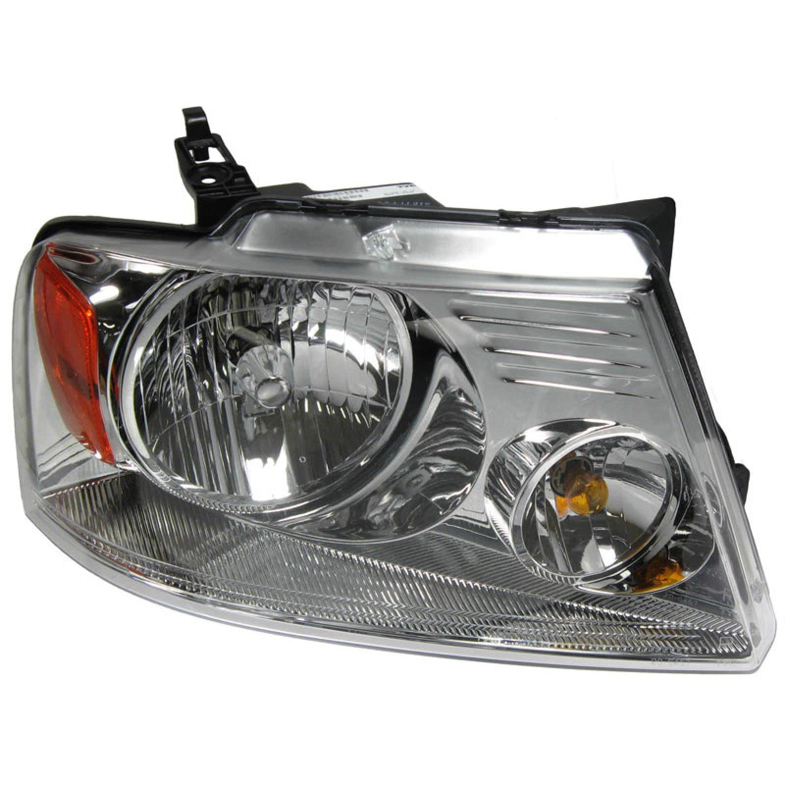 TRQ Passenger Side Headlight Assembly Chrome Bezel Compatible with 2014-2016 2004-2008 Ford F150 2006 Lincoln Mark LT FO2503201