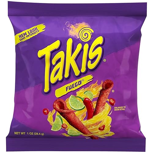 Miniatura 7 de Takis Fuego  10 paquetes individuales, bolsas de 1 onza tamaño aperitivo, chile picante picante y sabor a lima, chips de tortilla laminados
