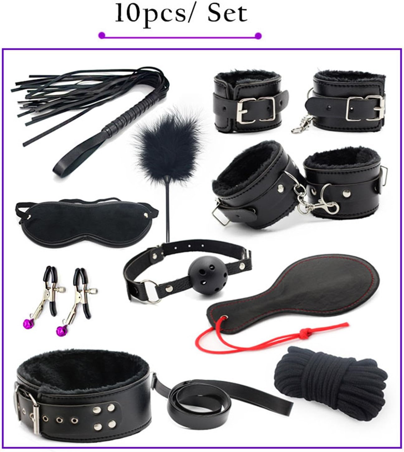 Bedroom Supplies Leather Fun Ādūlt-Games 10 Pcs/Set Relaxation Products, Restraint Item Play Fun Games Restraints Kit For KennsGations Couple Best Gift for Lover