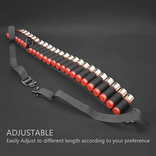Miniatura 3 de Viriber Correas tácticas resistentes para escopeta 1525 municiones redondas Bandolier Belt 20GA y 12 GA Nylon