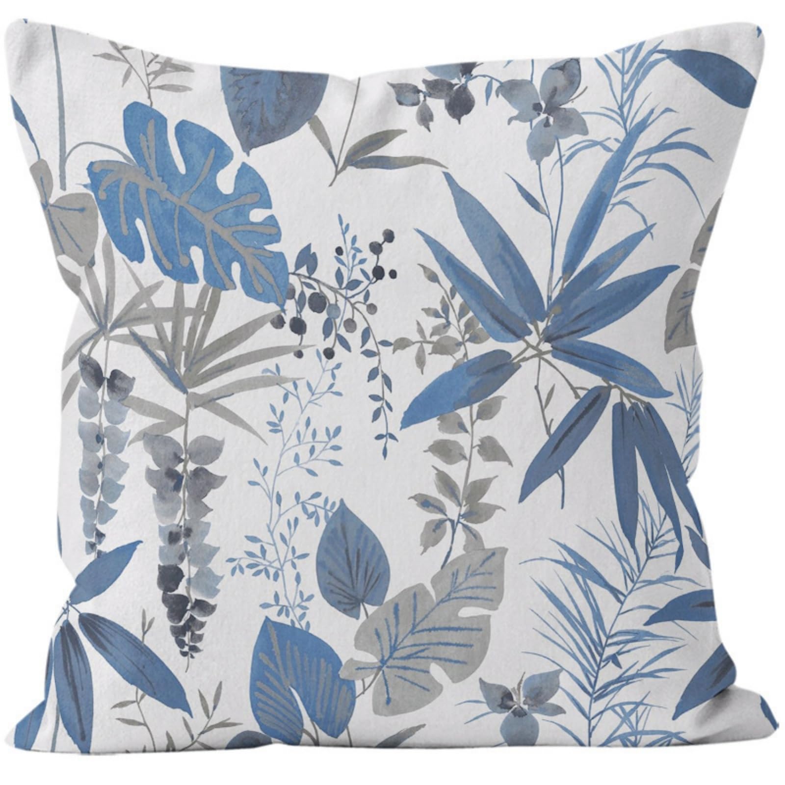 Cushion Covers 40cm x 40cm Blue Leaves Pillowcase with Invisible Zipper,Decorative Throw Pillows Cover Thickened linen fabric sSfa Cushions Cover,for Home Décor, Bedroom & Sofa