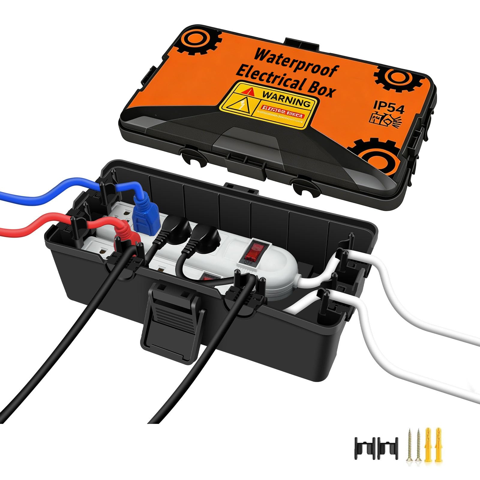 NineLeaf Outdoor Waterproof Electrical Box,IP54 Weatherproof Extension Cord Cover, Protect Outlet, Plug, Socket, Timer, Power Strip, Holiday Light Decoration,10.3x5.9x3.7inch,Black — image 1