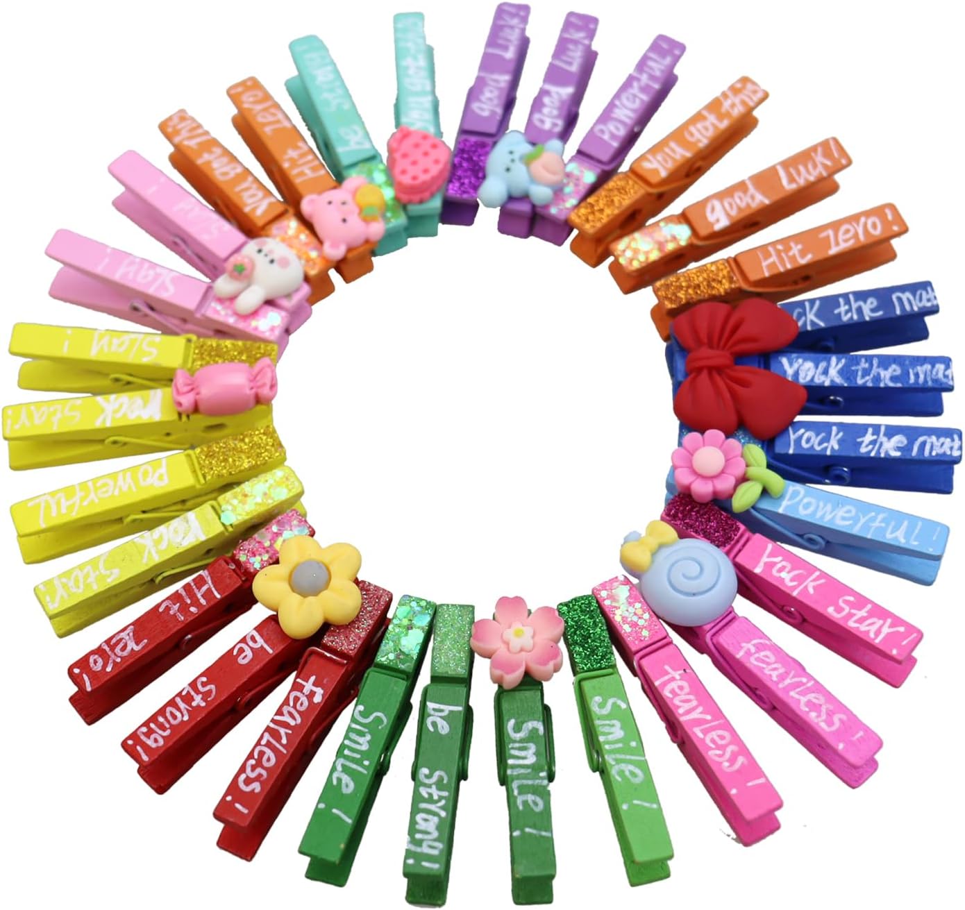 30 Pcs Spirit Clips Cheer Pins with 1 Pc Cheer Pin Me Ribbon Cheerleader Gifts Clothes Pins for Backpacks Team Classroom Cheer Gifts