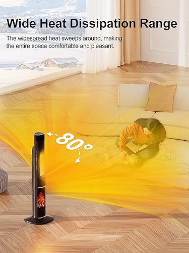 Miniatura 2 de Uthfy Calentador de espacio de 32 pulgadas para habitación grande, calentadores eléctricos portátiles de torre de 1500 W para uso en interiores,