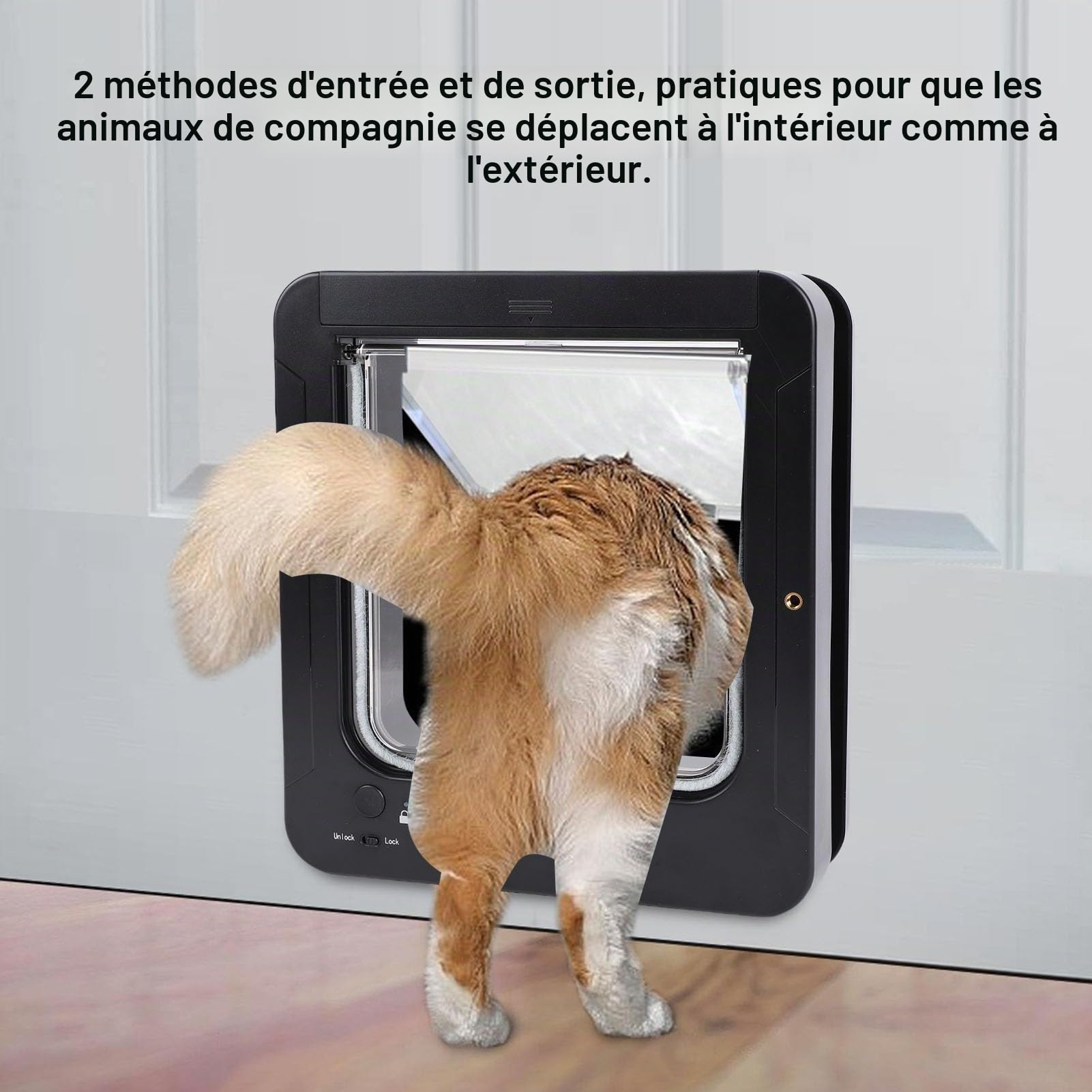 Chatière Intelligente, Chatière Activée par Le Collier, de 10,24 X 11,61 Pouces avec 2 Capteurs de Collier, Télécommande, Idéale pour Les Portes Intérieures et Extérieures, Chats