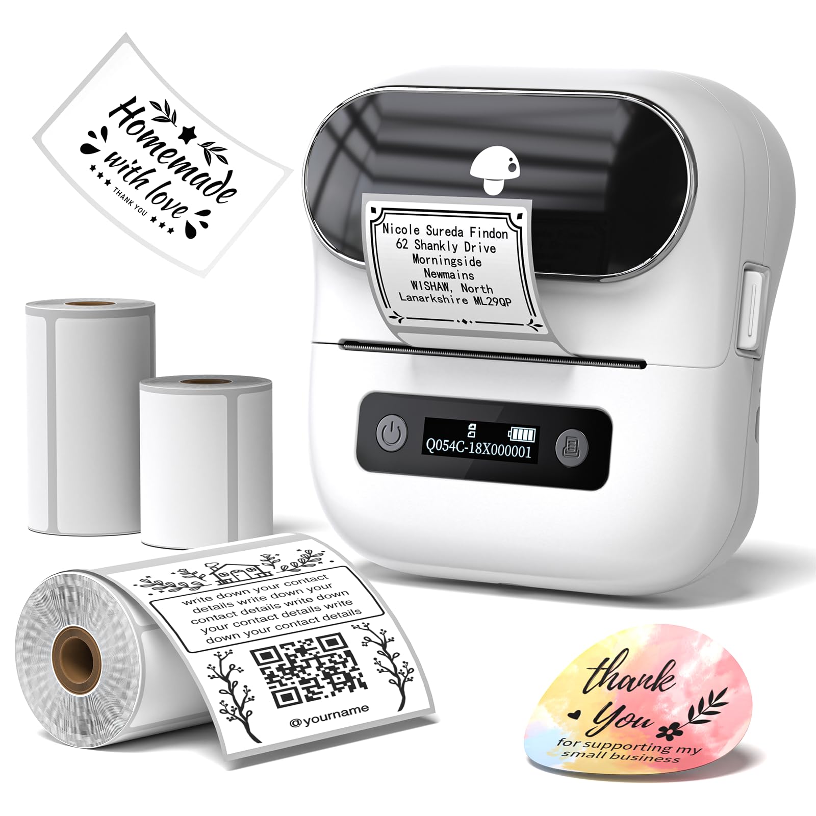 Phomemo Label Maker, M220 Barcode Printer, Thermal Bluetooth Label Printer for Address, Clothing, Warehouse, Mailing,Compatible with Phone & LaptopCarbonfree Certified